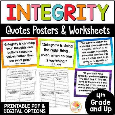 Integrity Quotes for Kids: Posters, Worksheets, and Activities