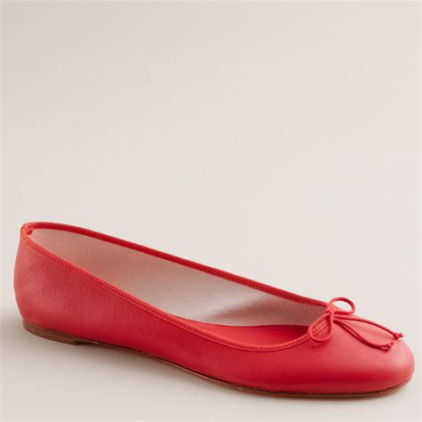 J.Crew Classic Leather Ballet Flats in Red | Lyst