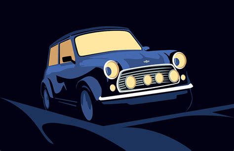 Classic Mini Cooper In Blue Digital Art by Michael Tompsett