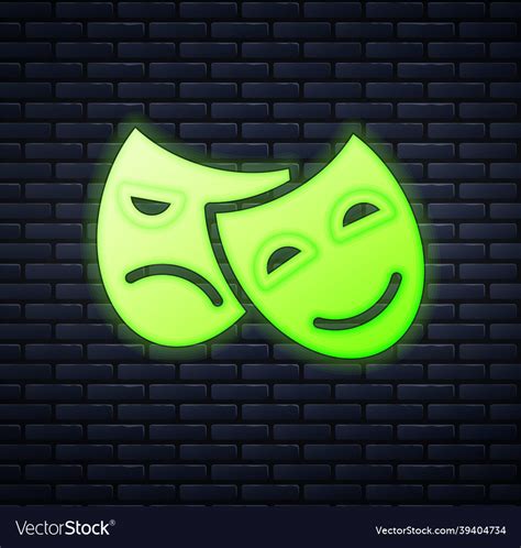 Glowing neon comedy and tragedy theatrical masks Vector Image