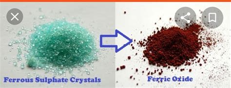 the green colour the ferrous sulphate crystals are change when they are ...