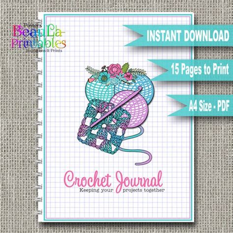 Crochet Journal Planner Printable Crochet Journal Crochet