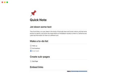 Quick Note | Notion Template