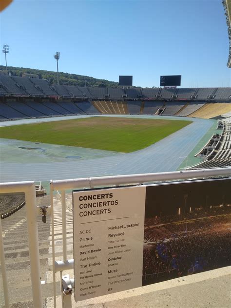 Barcelona's Olympic Stadium with a sign highlighting the concerts there ...