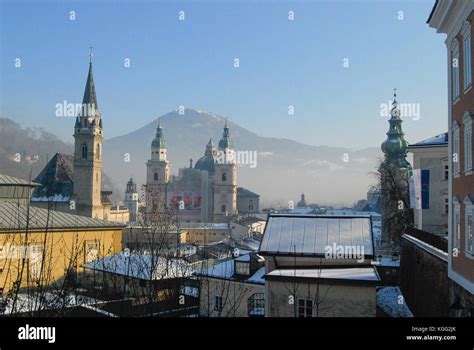 Salzburg in Winter. View from above, Hohensalzburg Castle Stock Photo - Alamy