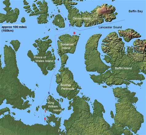 John Franklin and the Arctic Northwest Passage Lost Expedition Map