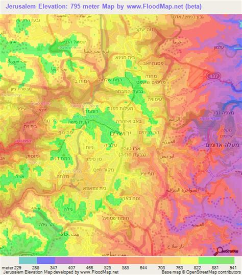 Elevation of Jerusalem,Israel Elevation Map, Topography, Contour