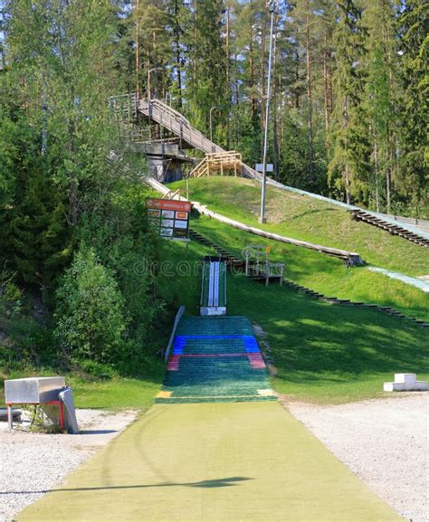 Ski Jumping Facility for Young Athletes and Children in the Summer, Lahti, Finland Stock Photo ...