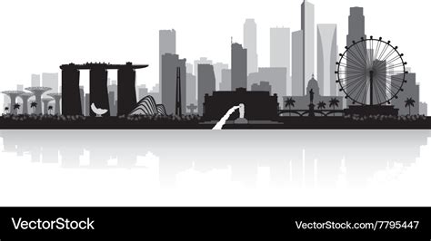 Singapore city skyline silhouette Royalty Free Vector Image