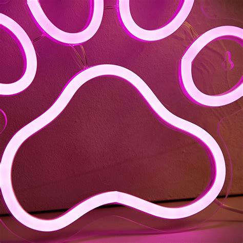 Pink Cat Paw LED Neon Sign | Aesthetic Room Decor - roomtery