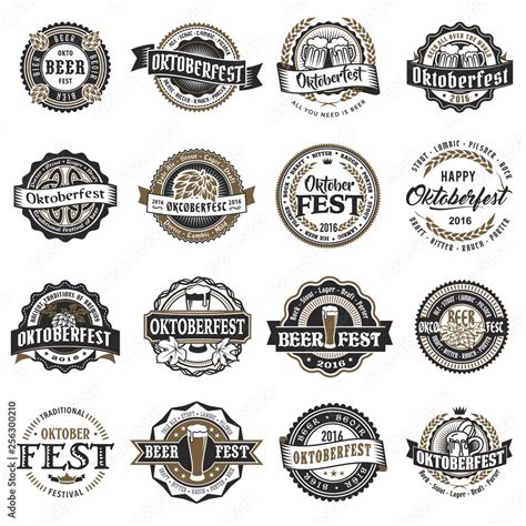 Oktoberfest vector logo set beer fest labels Stock Vector | Adobe Stock