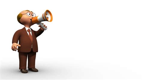 Senior 3D Business Man Character Making Announcement With Bullhorn + Luma Channel Stock Footage ...