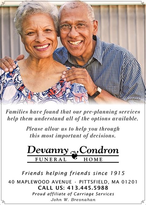 Pre-Planning Services, Devanny Condron Funeral Home, Pittsfield, MA