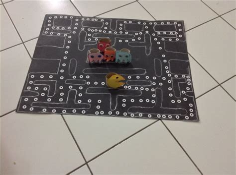 Pacman board-game. Game board made with black cartridge paper and ...