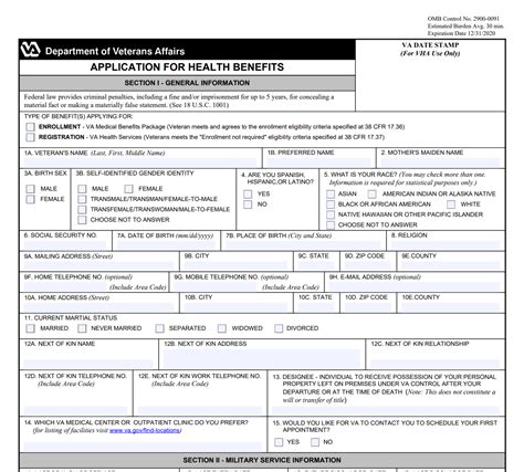 VA Form 10-10EZ. Application for Health Benefits | Forms - Docs - 2023