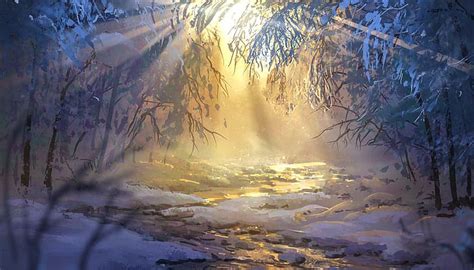 HD wallpaper: anime, winter, forest, snow, sunrise, Surendra Rajawat | Wallpaper Flare