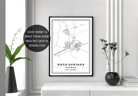 ROCK SPRINGS MAP High Res Map Map of Rock Springs Rock - Etsy