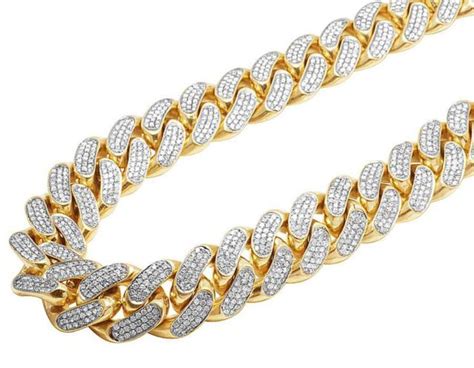 Solid 14K Yellow Gold Heavy Miami Cuban Link Kilo Diamond Chain ...