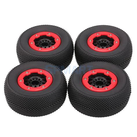 4 Pieces 1:10 RC Short Course Racing Truck Wheel Rim&Tires for 1/10 Traxxas Slash HoBao HPI RC ...