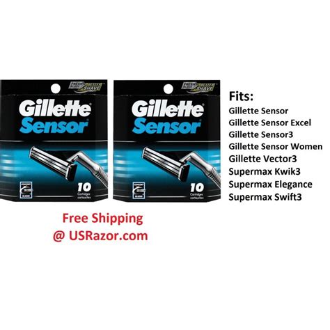 20 Gillette Regular Sensor Razor Blade Refill Cartridges