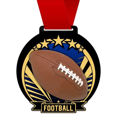 Football Acrylic Medal, black, gold stars