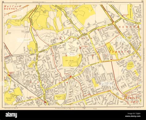 HARROW STANMORE Edgware Queensbury Belmont Wealdstone. GEOGRAPHERS' A-Z 1948 map Stock Photo - Alamy