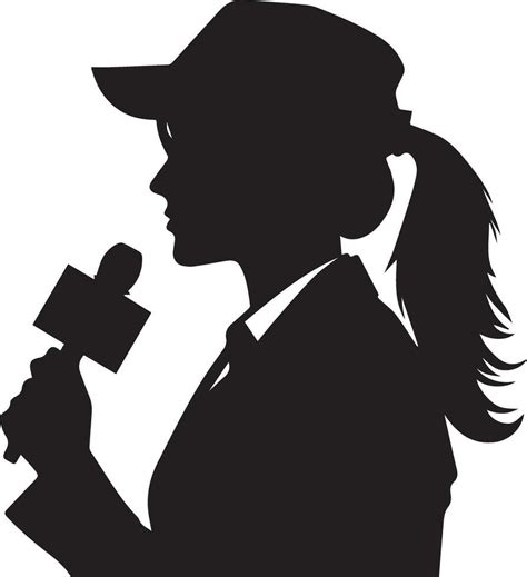 Female News Reporter Vector silhouette illustration 34212696 Vector Art ...