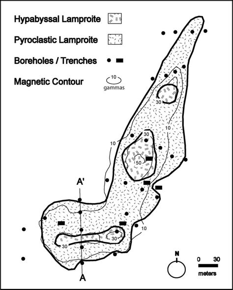 Surface geological interpretation of the Black Lick lamproite. | Download Scientific Diagram