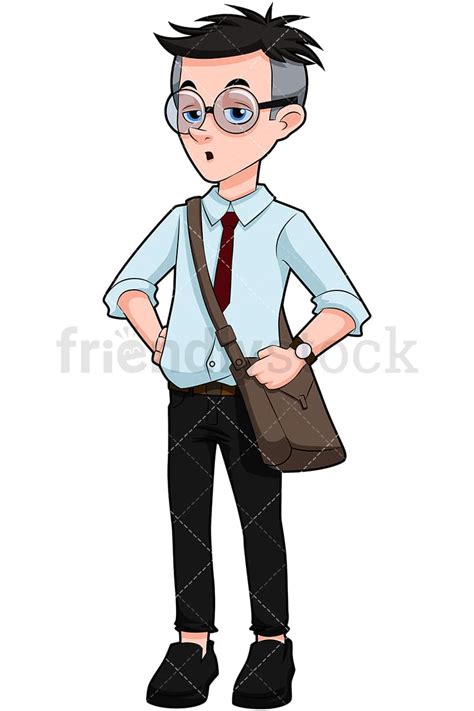 Nerdy Young Man Cartoon Vector Clipart - FriendlyStock