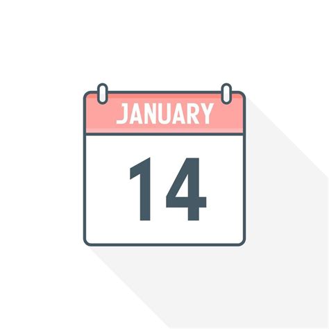 14th January calendar icon. January 14 calendar Date Month icon vector ...