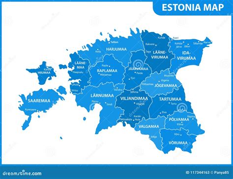 The Detailed Map of Estonia with Regions or States and Cities, Capital ...