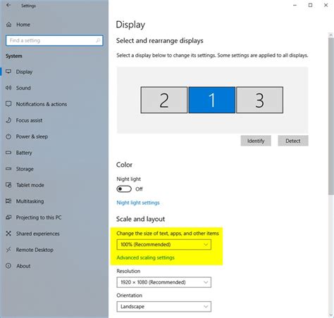 Windows 10 Display Settings