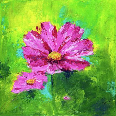 Pink cosmos flowers acrylic painting Painting by Karen Kaspar - Fine Art America