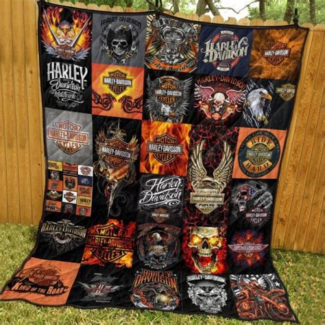 Harley-Davidson 100% Cotton Fabric Quilt – Harley-Davidson Quilted Flannel Blanket – King of The ...