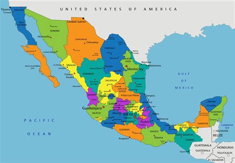 Mapas de México con y sin nombres de ciudades y estados