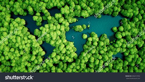 Rainforest Lakes Shape World Continents Environmentally Stock Illustration 656413702 | Shutterstock