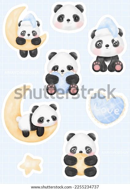 Cute Panda Stickers Printable Sheet Stock Illustration 2255234737 ...