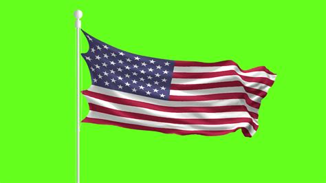 United States Flag Waving and Fluttering in front of a green screen ...