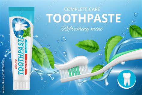 Toothpaste ads. Promotional advertizing poster of fresh healthy dental ...