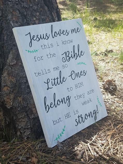 Jesus Loves Me Sign Bible Hymn signs Kids bedroom Nursery | Etsy