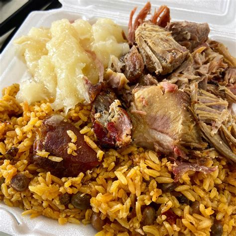 [I ate] Puerto Rican rice and beans pernil de cerdo and stewed yuca # ...