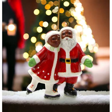 kevinsgiftshoppe Ceramic African American Santa And Mrs. Claus Ice ...