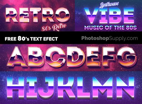 (FREE) 80s Retro | Background & Text Effect - Photoshop Supply