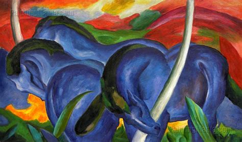 The Large Blue Horses Franz Marc hand-painted by PaintingMania