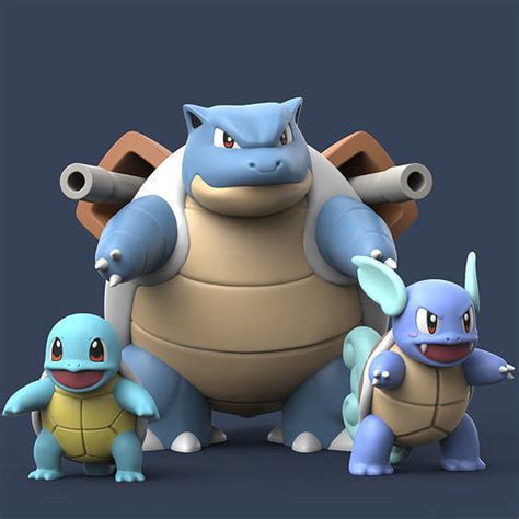 POKEMON - SQUIRTLE EVOLUTION 3D model 3D printable | CGTrader