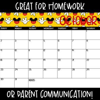 Mickey Mouse Printable Calendar