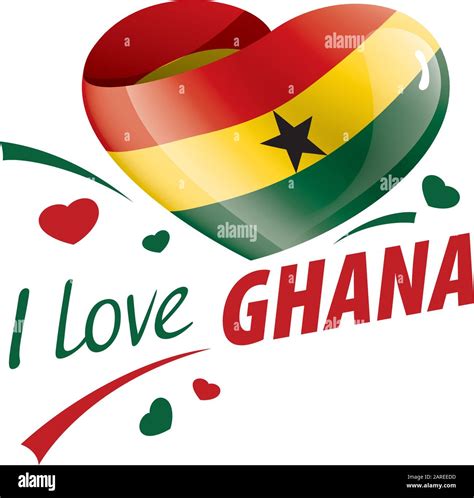 National flag of the Ghana in the shape of a heart and the inscription ...