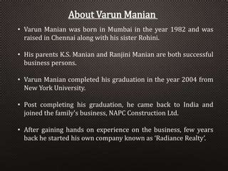 Success Story of a Top indian Entrepreneur Varun Manian | PPT