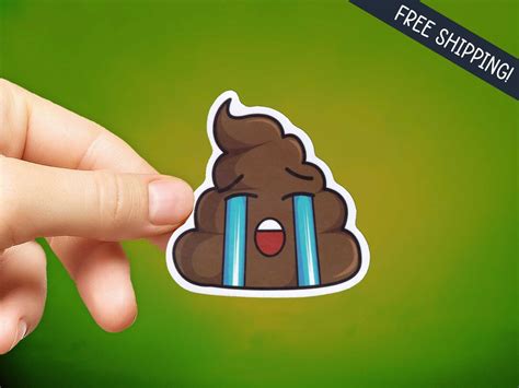 Poop Emoji Sticker Crying Poop Emoji Sticker Fun Novelty - Etsy