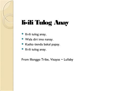 ili ili tulog anay lyrics - philippin news collections